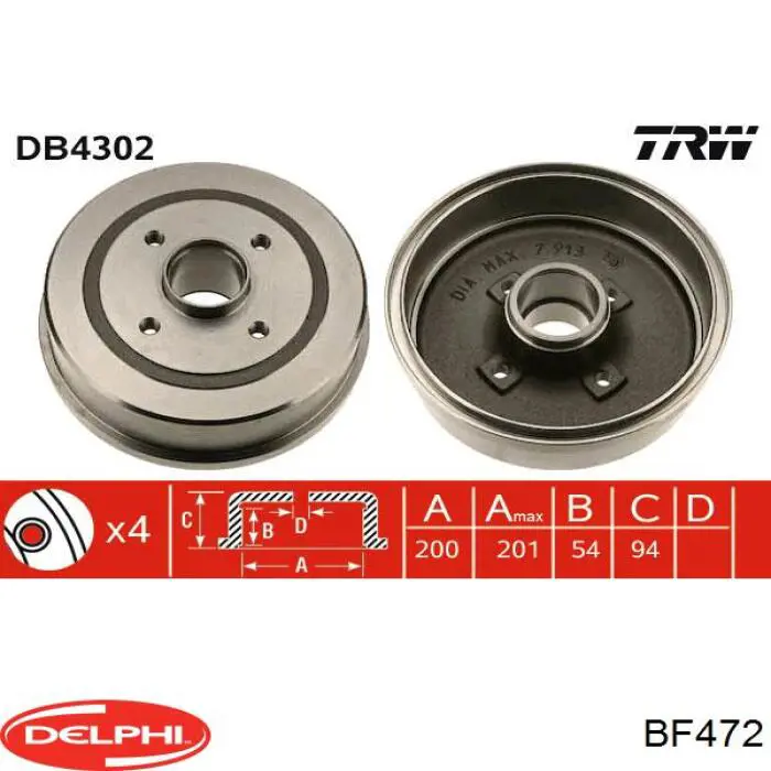 Bęben hamulcowy tylny Delphi BF472 cena, od 61,67 USD