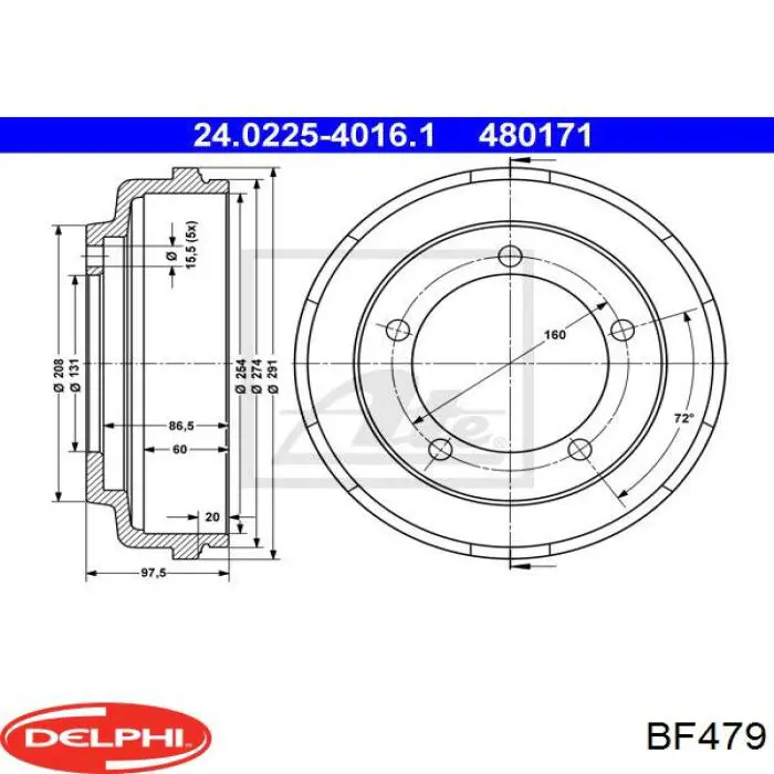 BF479 Delphi Bęben hamulcowy tylny