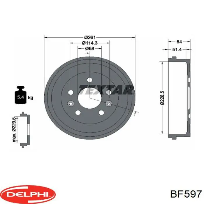 BF597 Delphi Bęben hamulcowy tylny