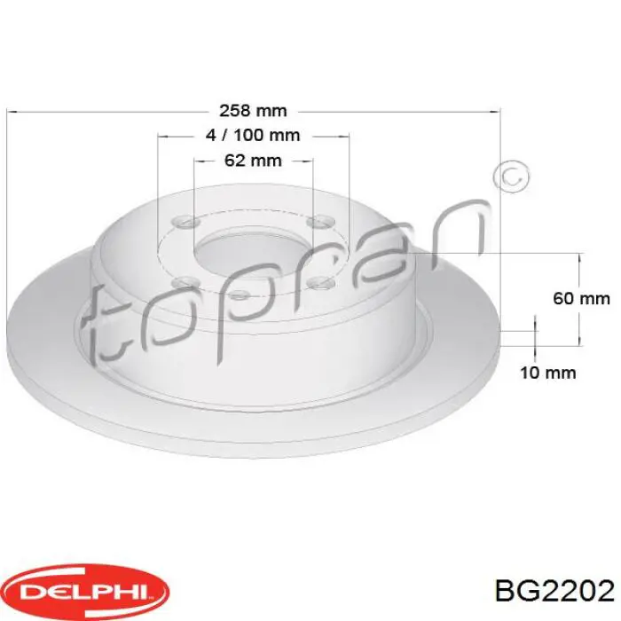 BG2202 Delphi Tarcza hamulcowa tylna