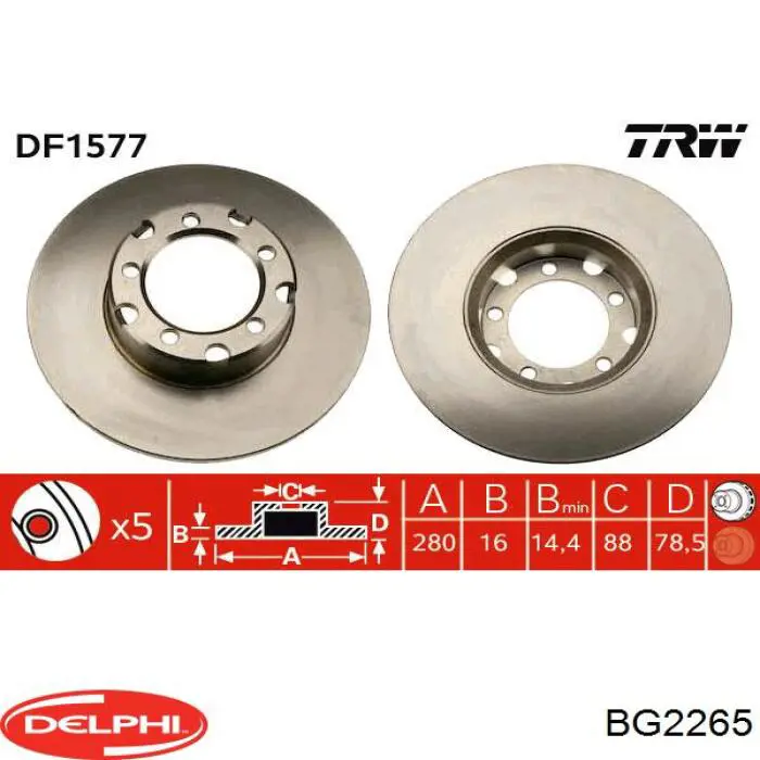 Tarcza hamulcowa przednia Delphi BG2265 cena, od 49,15 USD