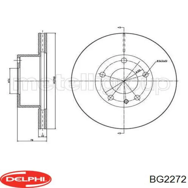 BG2272 Delphi Tarcza hamulcowa przednia