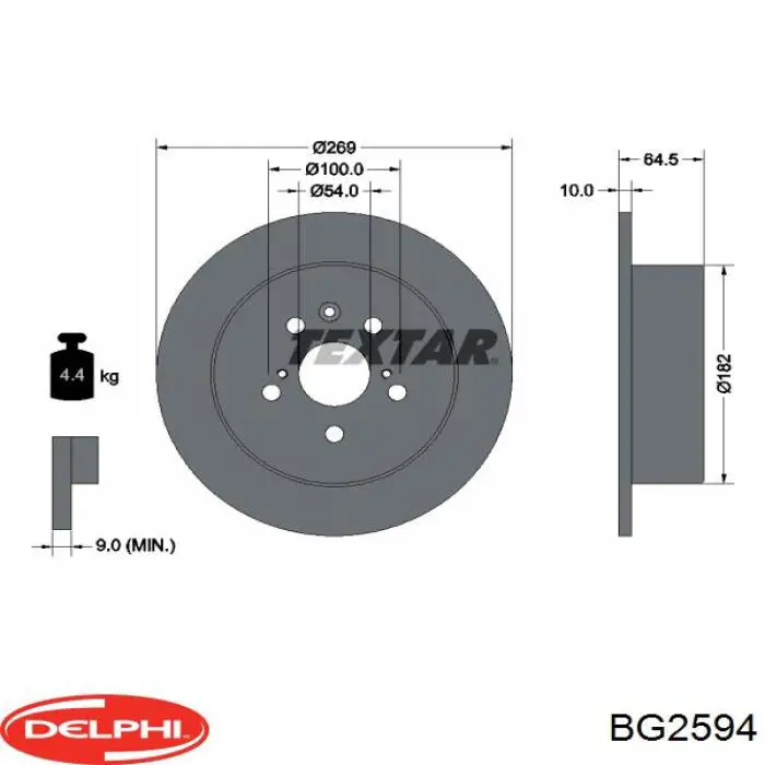 Tarcza hamulcowa tylna Delphi BG2594 cena, od 41,36 USD