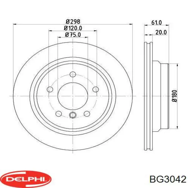 Tarcza hamulcowa tylna Delphi BG3042 cena, od 45,09 USD