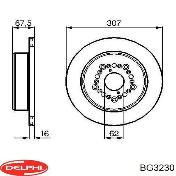 BG3230 Delphi tarcza hamulcowa tylna