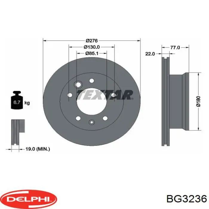 BG3236 Delphi tarcza hamulcowa przednia