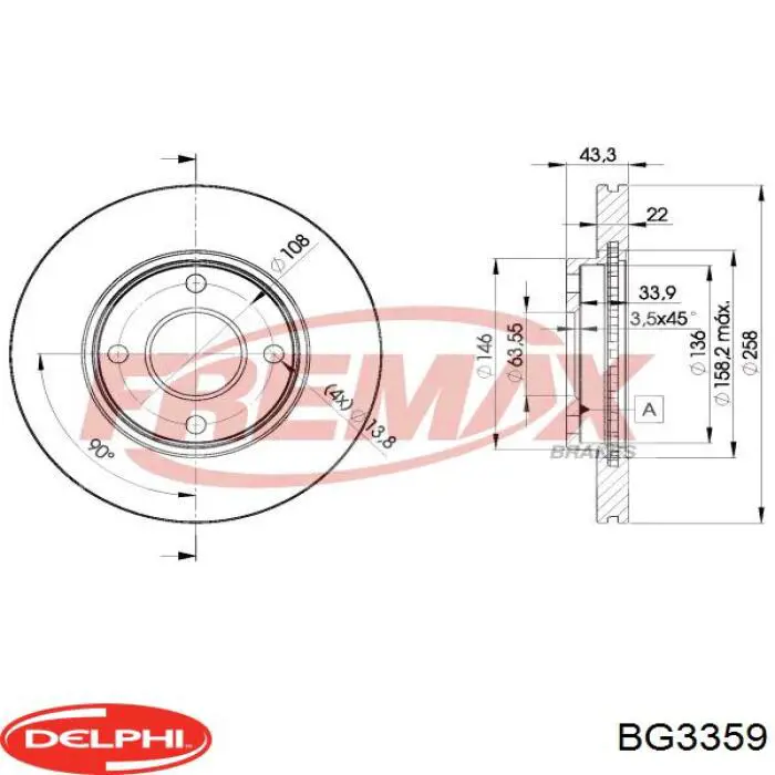 Do koszyka BG3359 Delphi Tarcza hamulcowa przednia