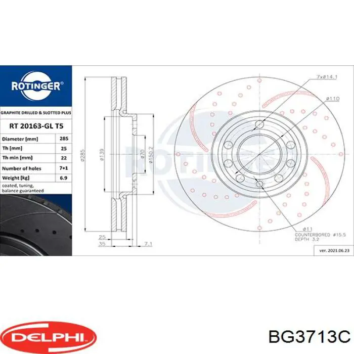 BG3713C Delphi tarcza hamulcowa przednia