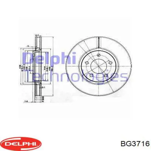 BG3716 Delphi tarcza hamulcowa przednia