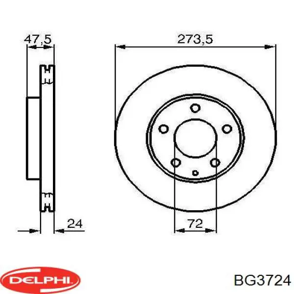 BG3724 Delphi tarcza hamulcowa przednia