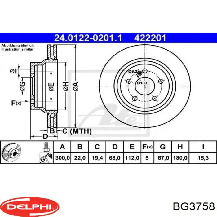 BG3758 Delphi tarcza hamulcowa tylna