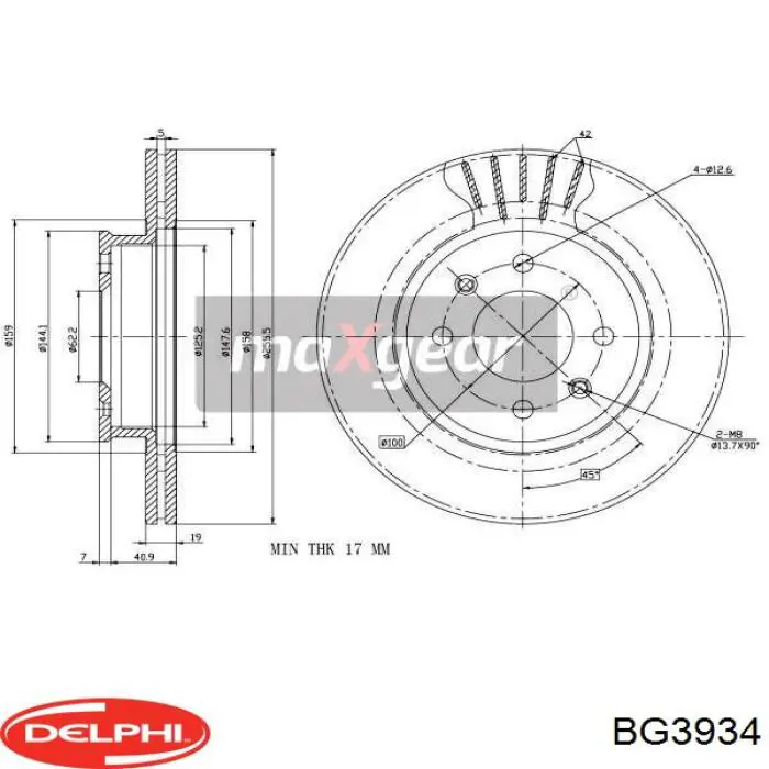 BG3934 Delphi tarcza hamulcowa przednia