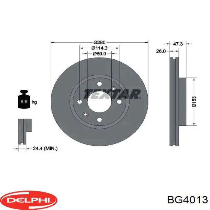 BG4013 Delphi tarcza hamulcowa przednia