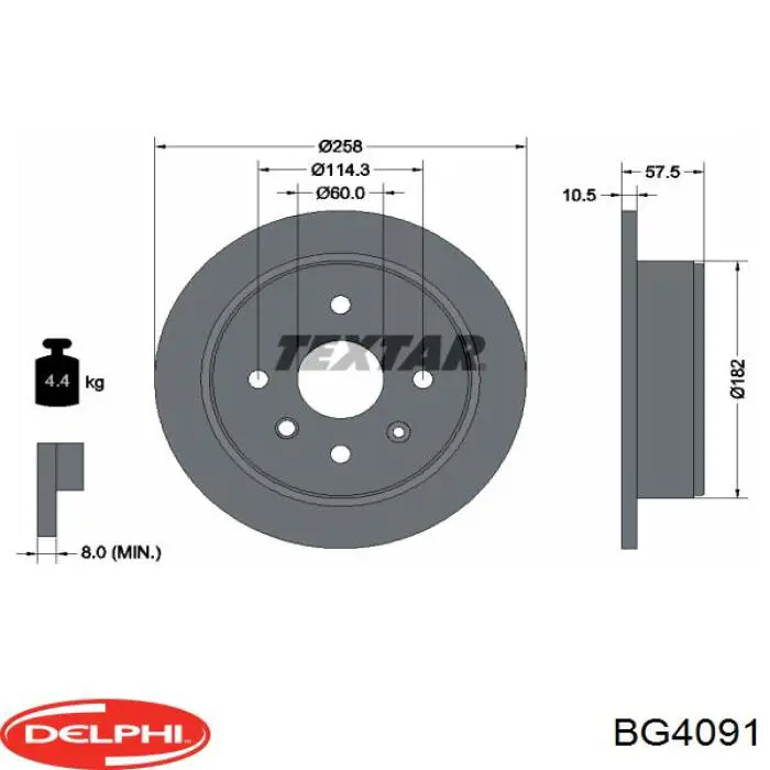 BG4091 Delphi tarcza hamulcowa tylna