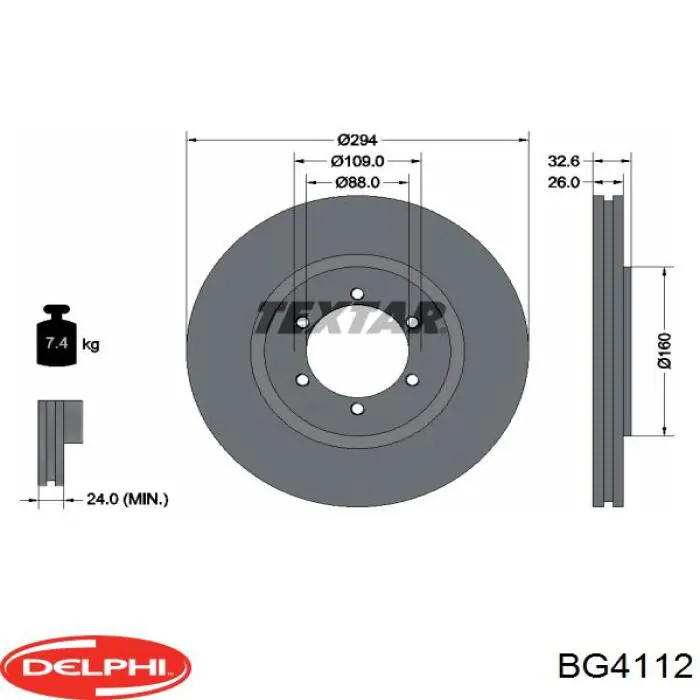 BG4112 Delphi Tarcza hamulcowa przednia