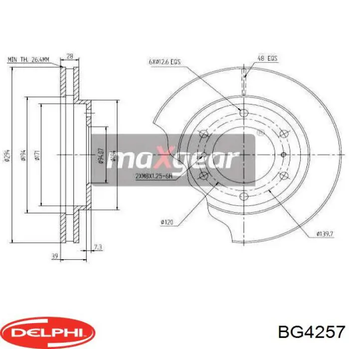 BG4257 Delphi tarcza hamulcowa przednia