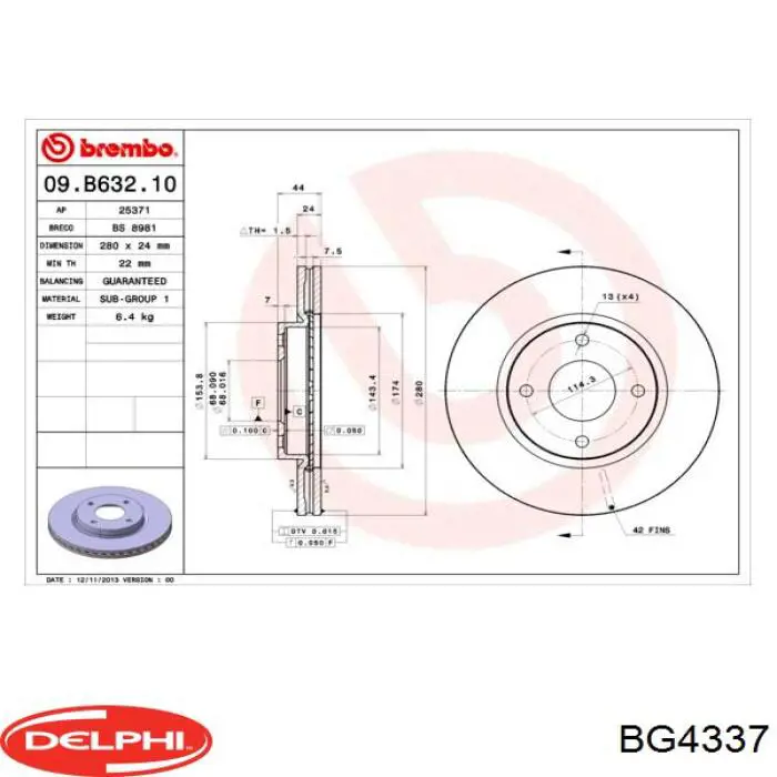 BG4337 Delphi tarcza hamulcowa przednia