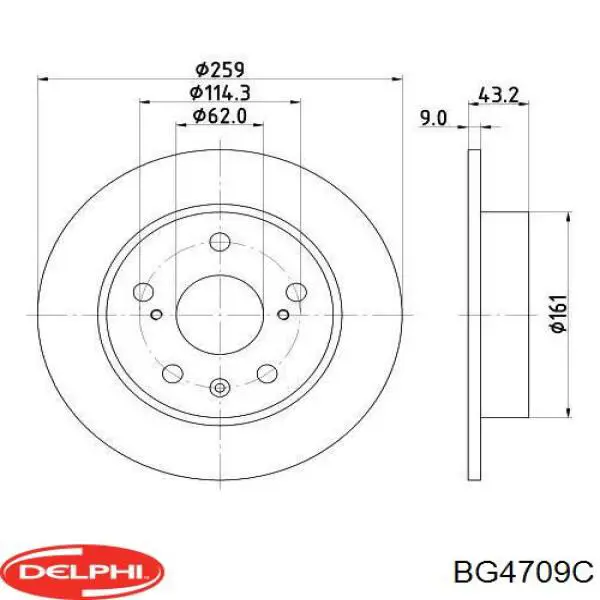 Tarcza hamulcowa tylna Delphi BG4709C cena, od 41,22 USD