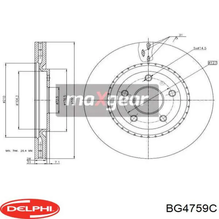 Do koszyka BG4759C Delphi Tarcza hamulcowa przednia