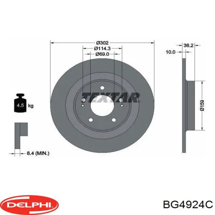 BG4924C Delphi tarcza hamulcowa tylna