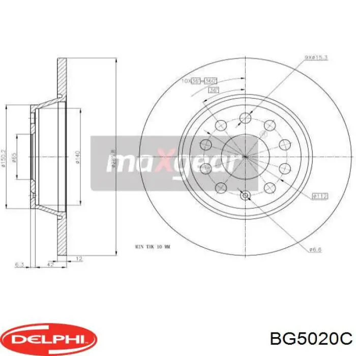 BG5020C Delphi tarcza hamulcowa tylna