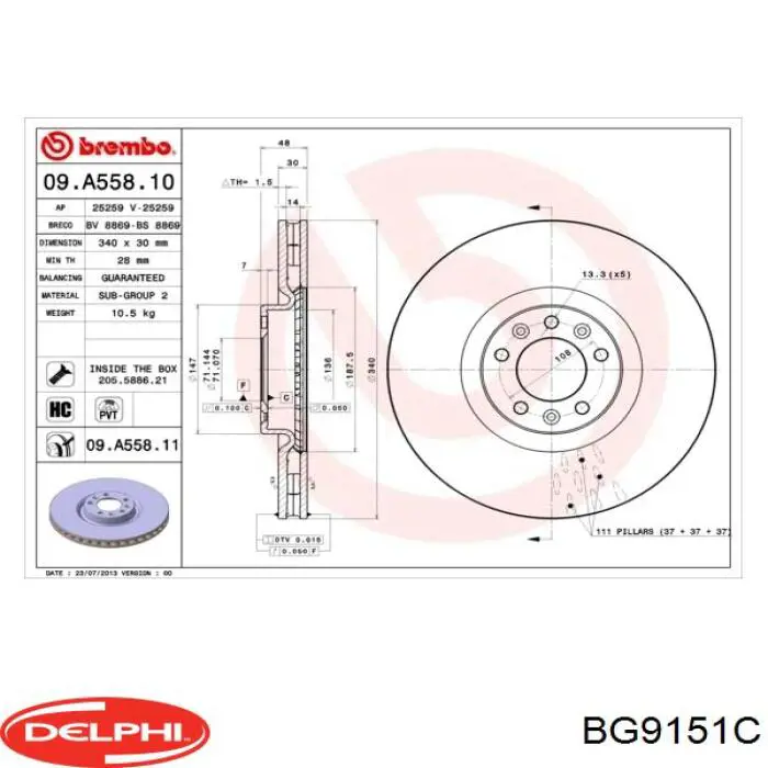 BG9151C Delphi tarcza hamulcowa przednia