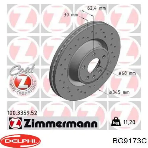 BG9173C Delphi tarcza hamulcowa przednia