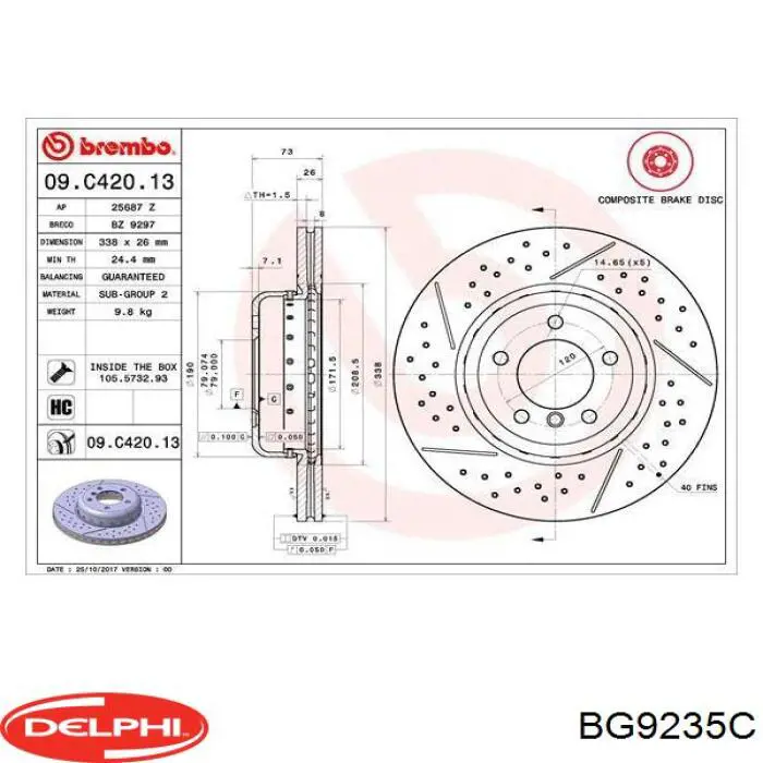 Tarcza hamulcowa przednia Delphi BG9235C cena, od 131,27 USD