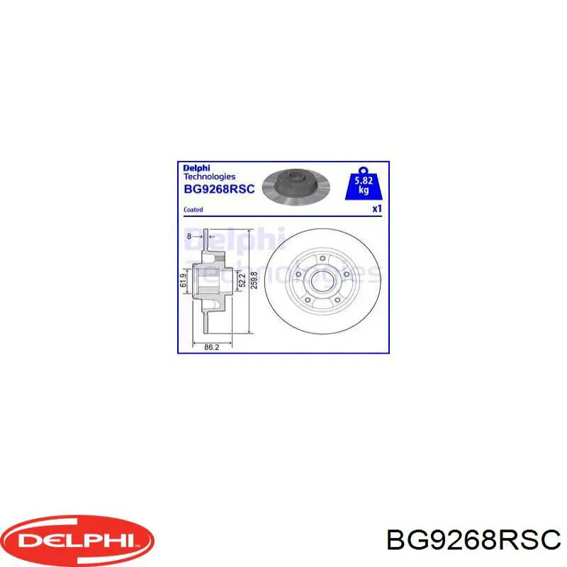 Tarcza hamulcowa tylna Delphi BG9268RSC cena, od 103,73 USD