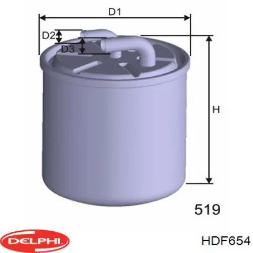 Filtr paliwa Delphi HDF654 cena, od 47,24 USD