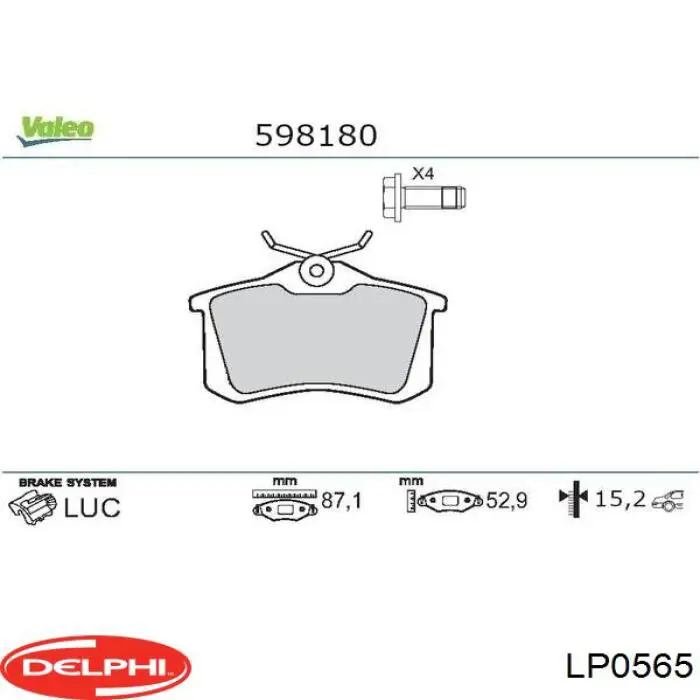 Okładziny (klocki) do hamulców tarczowych tylne Delphi LP0565 cena, od 21,41 USD