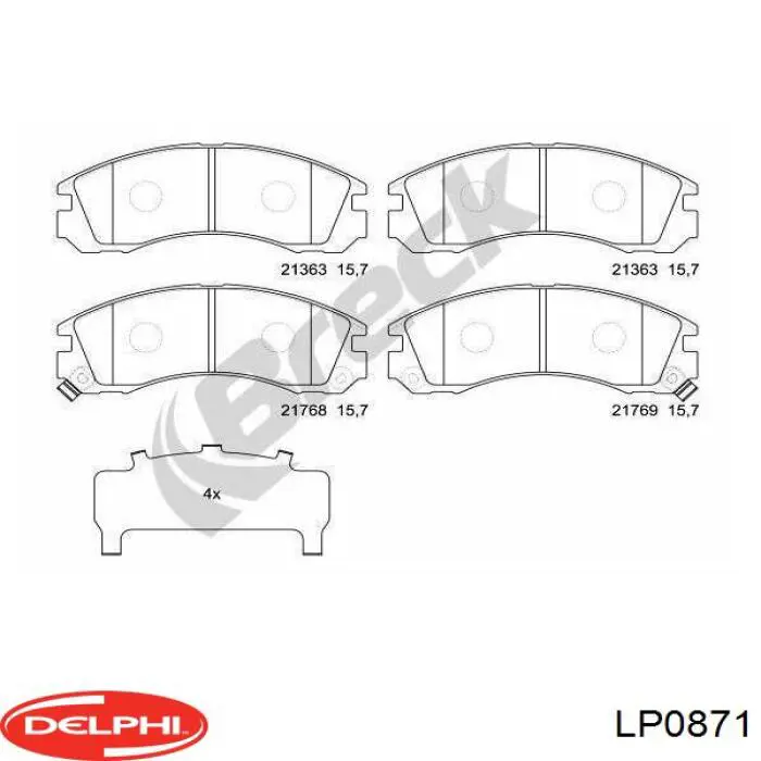 Klocki hamulcowe przednie tarczowe LP0871 Delphi