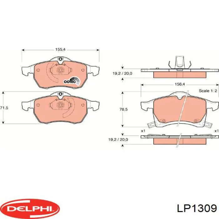 Do koszyka LP1309 Delphi Klocki hamulcowe przednie tarczowe