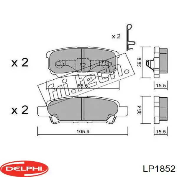 Okładziny (klocki) do hamulców tarczowych tylne Delphi LP1852 cena, od 18,57 USD