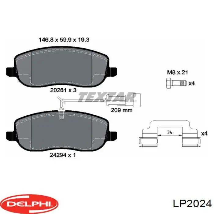 Klocki hamulcowe przednie tarczowe Delphi LP2024 cena, od 36,75 USD