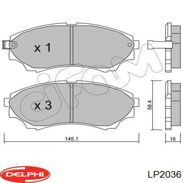 Klocki hamulcowe przednie tarczowe Delphi LP2036 cena, od 32,52 USD