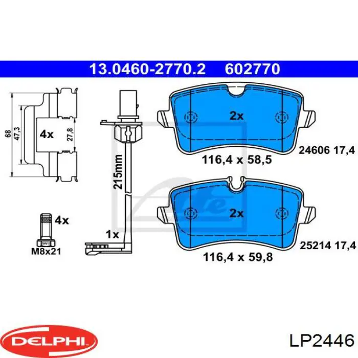 Okładziny (klocki) do hamulców tarczowych tylne Delphi LP2446 cena, od 30,27 USD