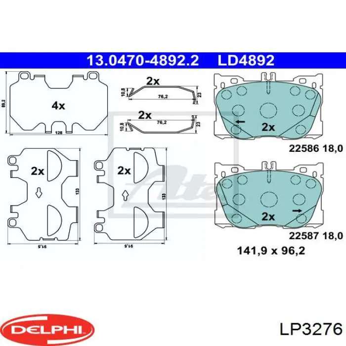 LP3276 Delphi klocki hamulcowe przednie tarczowe