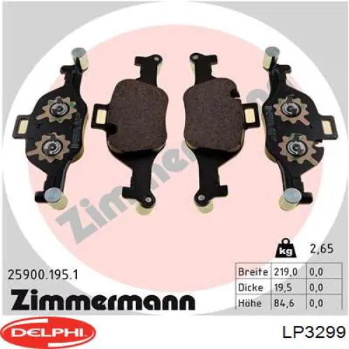 Klocki hamulcowe przednie tarczowe Delphi LP3299 cena, od 73,74 USD