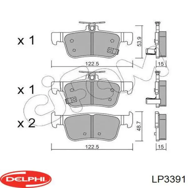 LP3391 Delphi okładziny (klocki do hamulców tarczowych tylne)