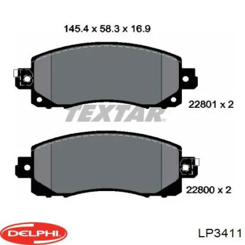 LP3411 Delphi klocki hamulcowe przednie tarczowe