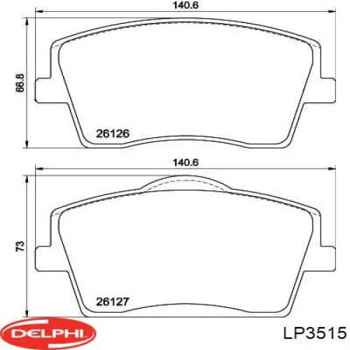 Klocki hamulcowe przednie tarczowe Delphi LP3515 cena, od 54,02 USD