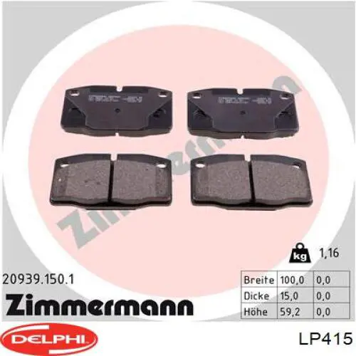 Klocki hamulcowe przednie tarczowe Delphi LP415 cena, od 17,13 USD