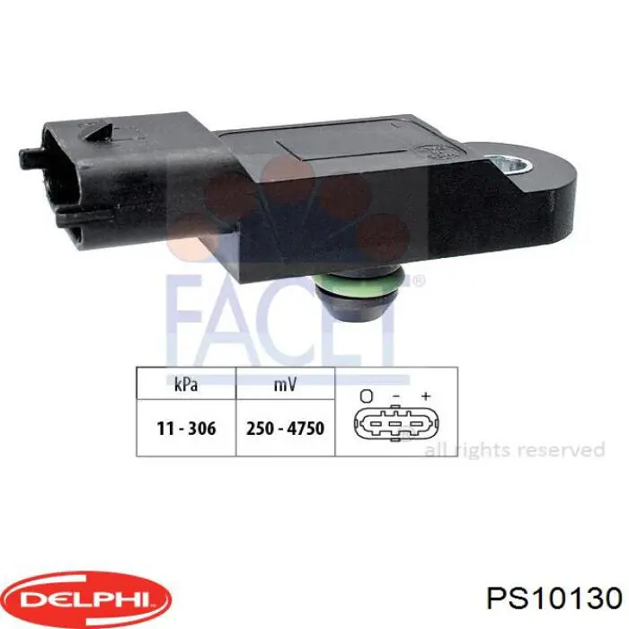 Do koszyka PS10130 Delphi Czujnik ciśnienia w kolektorze ssącym, MAP