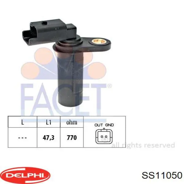 Czujnik położenia wału korbowego Delphi SS11050 cena, od 50,68 USD