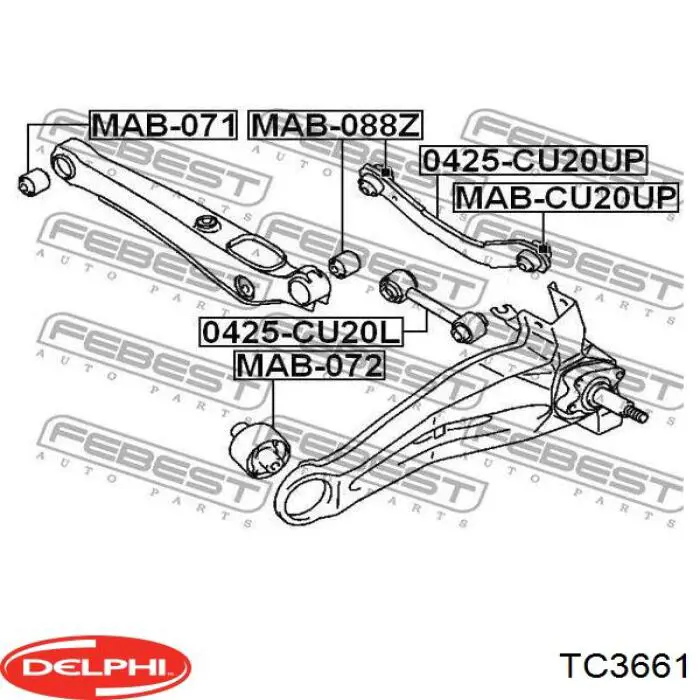 Wahacz zawieszenia tylnego górny lewy/prawy Delphi TC3661 cena, od 33,89 USD