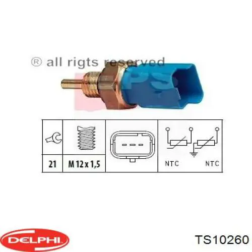 Do koszyka TS10260 Delphi Czujnik temperatury płynu chłodzącego