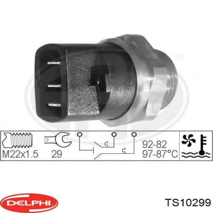 Czujnik temperatury płynu chłodzącego (włączenia wentylatora chłodnicy) Delphi TS10299 cena, od 14,41 USD