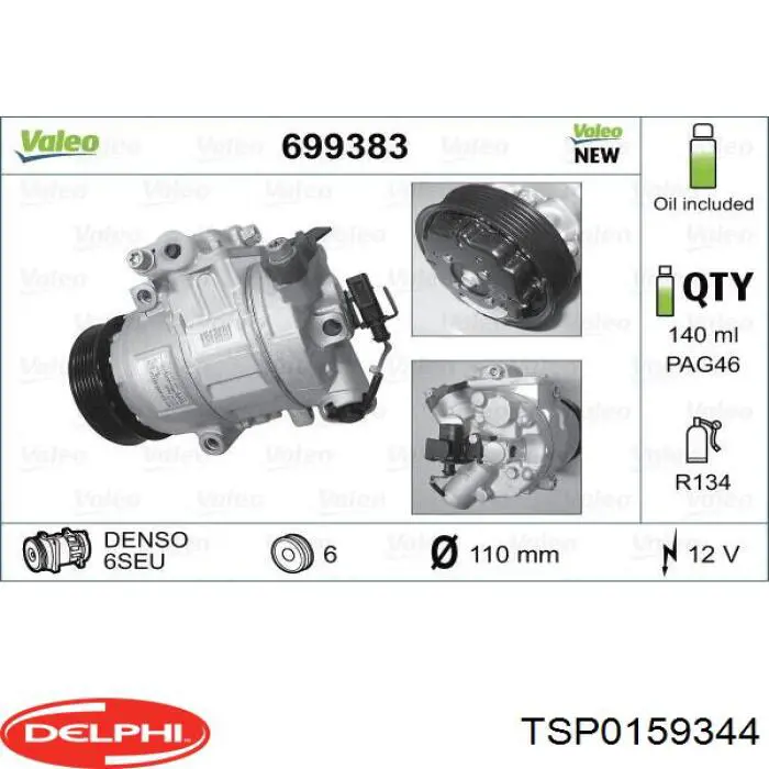 Do koszyka TSP0159344 Delphi Sprężarka klimatyzacji