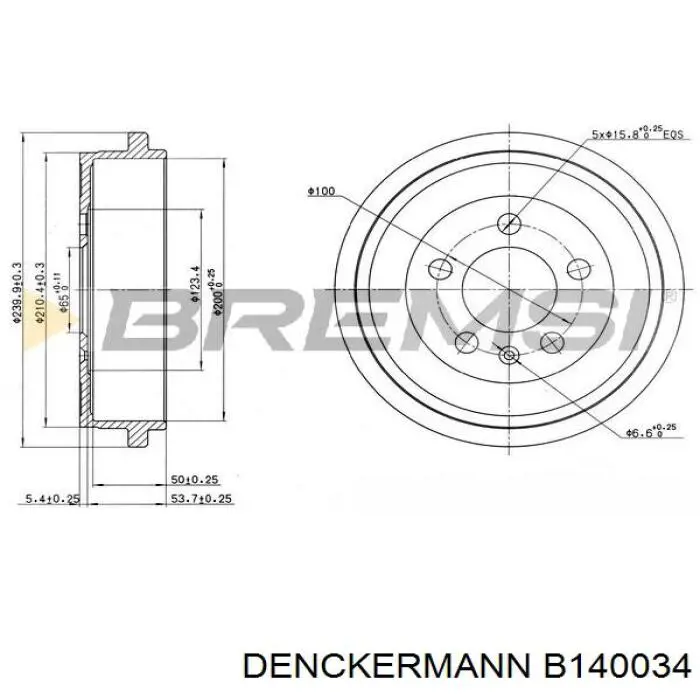 Do koszyka B140034 Denckermann Bęben hamulcowy tylny